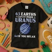 63 Earths Can Fit Inside Uranus 64 If You Relax Astronomy Kids T-Shirt thumb 3