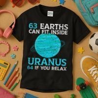 63 Earths Can Fit Inside Uranus 64 If You Relax Astronomy Kids T-Shirt thumb 3