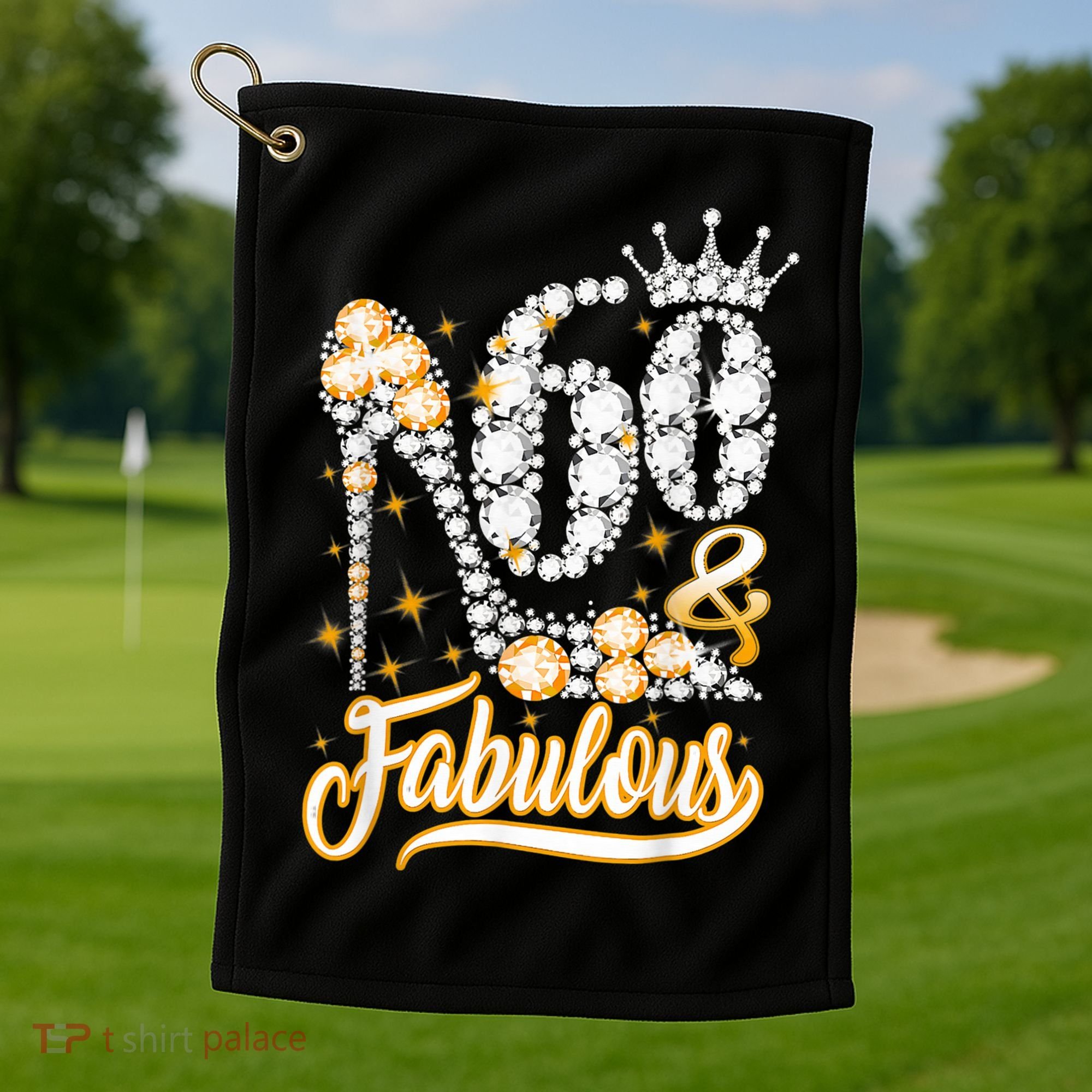 60 & Fabulous 60 Years Old 60th Birthday Diamond Crown Shoes Golf Towel