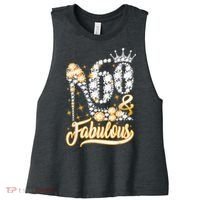60 & Fabulous 60 Years Old 60th Birthday Diamond Crown Shoes Women's Racerback Cropped Tank thumb 0