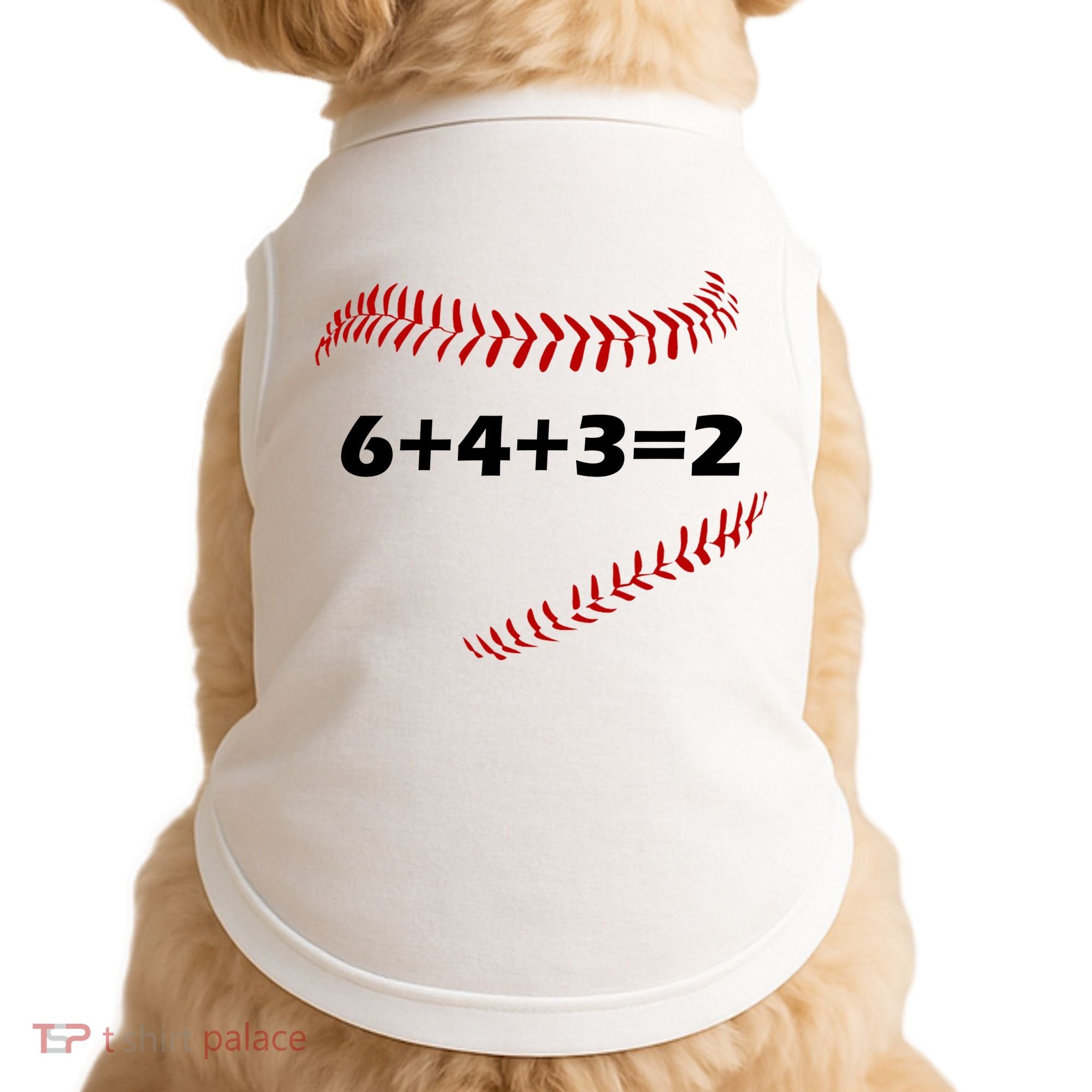 6+4+3=2 Funny Baseball Double Play Doggie Tank