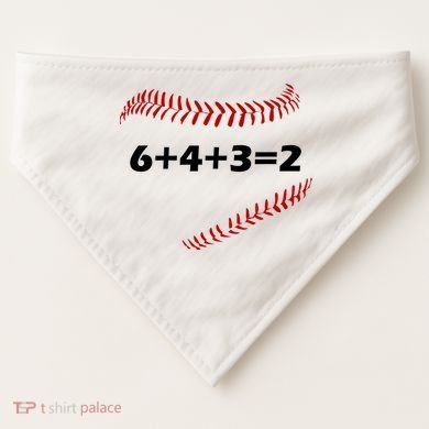 6+4+3=2 Funny Baseball Double Play USA-Made Doggie Bandana