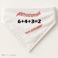 6+4+3=2 Funny Baseball Double Play USA-Made Doggie Bandana thumb 0
