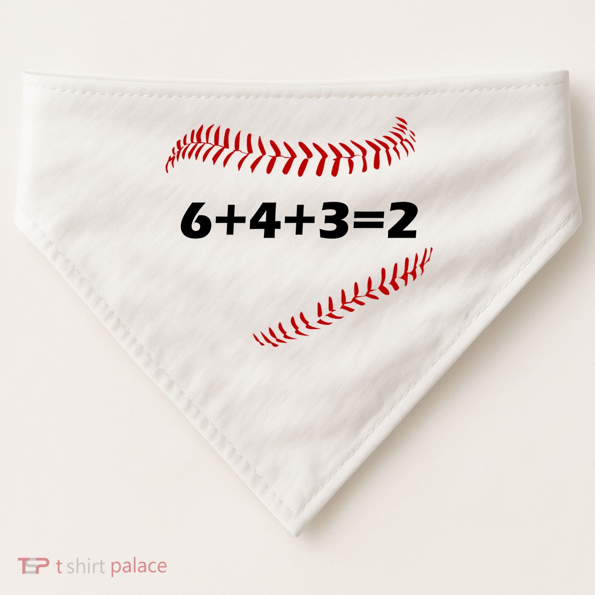 6+4+3=2 Funny Baseball Double Play USA-Made Doggie Bandana