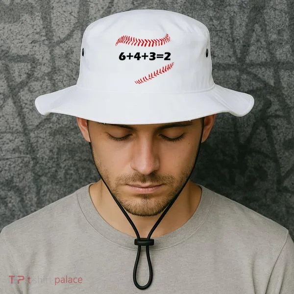 6+4+3=2 Funny Baseball Double Play Bucket Hat