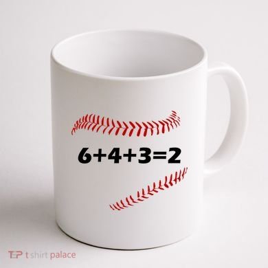 6+4+3=2 Funny Baseball Double Play Coffee Mug back