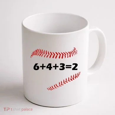 6+4+3=2 Funny Baseball Double Play Coffee Mug back