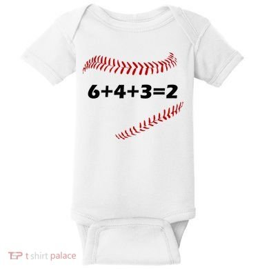 6+4+3=2 Funny Baseball Double Play Baby Bodysuit