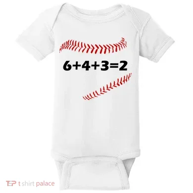 6+4+3=2 Funny Baseball Double Play Baby Bodysuit