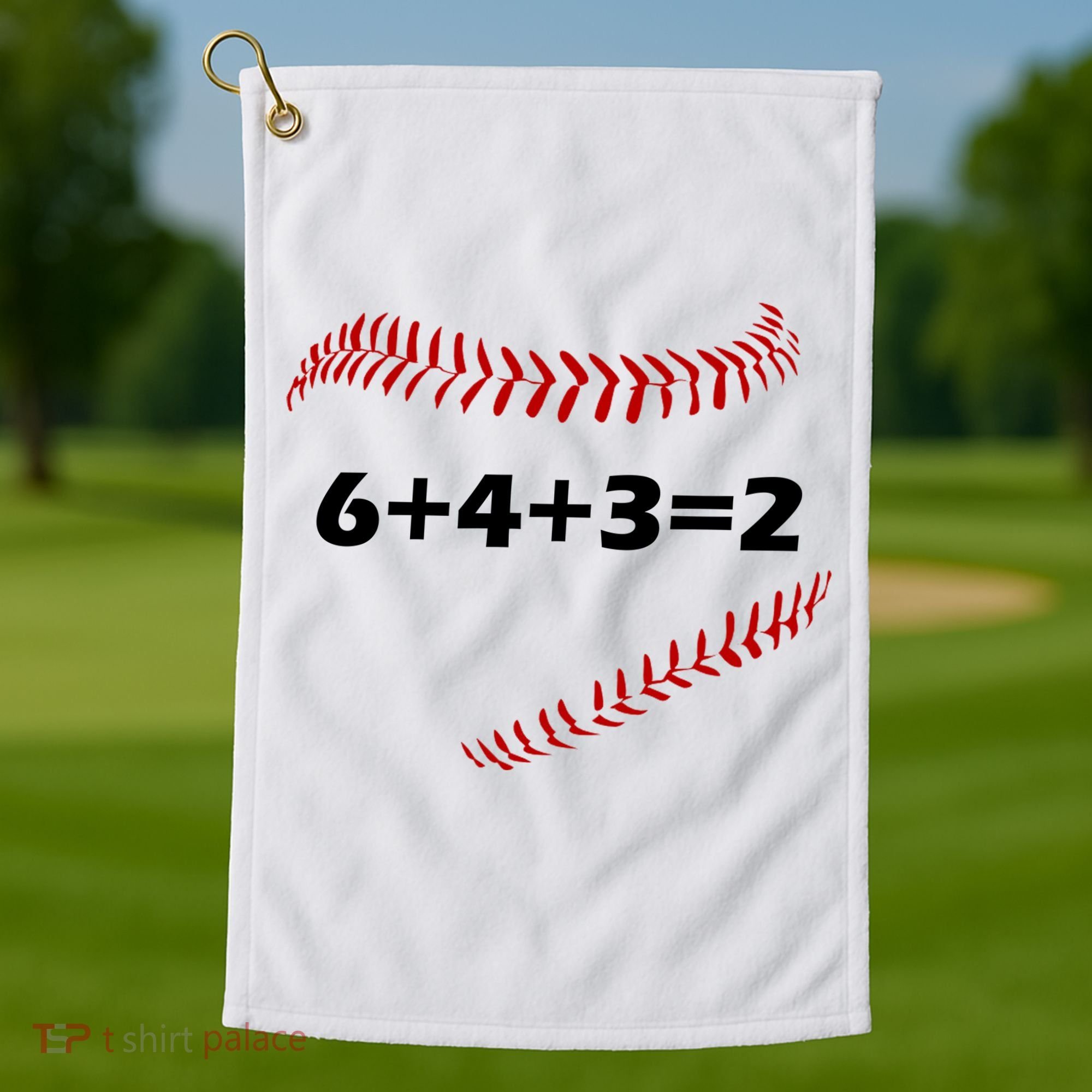 6+4+3=2 Funny Baseball Double Play Golf Towel