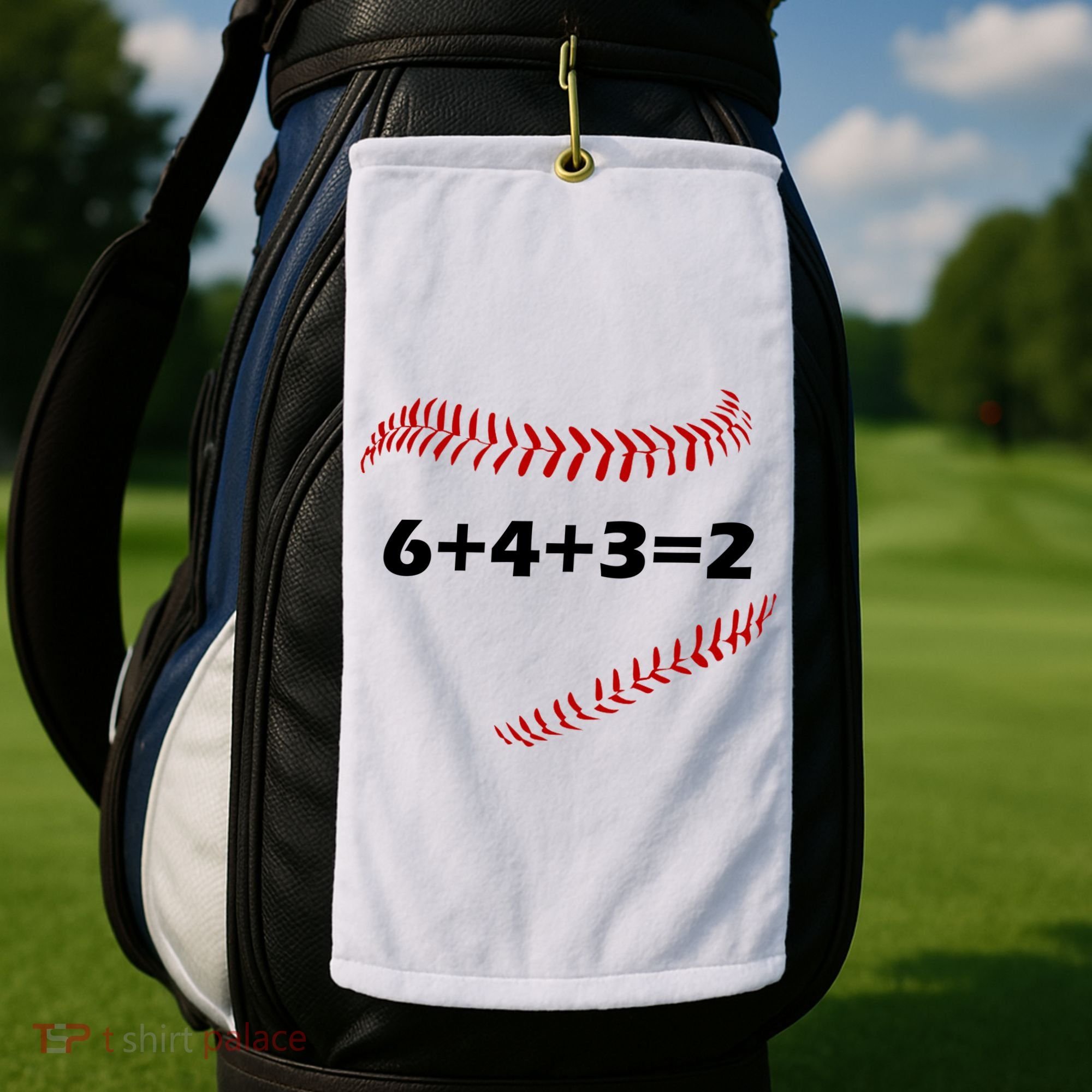 6+4+3=2 Funny Baseball Double Play Golf Towel