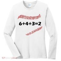 6+4+3=2 Funny Baseball Double Play Women's Long Sleeve Shirt thumb 0