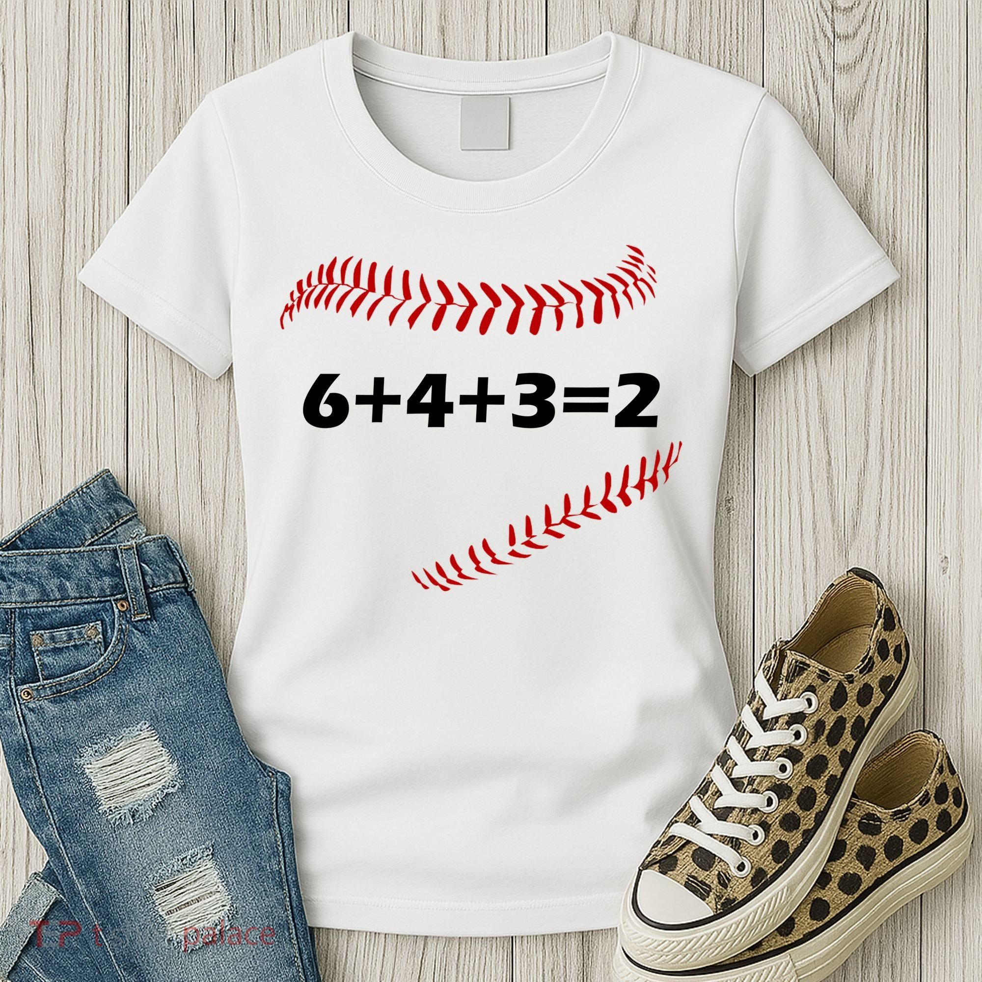 6+4+3=2 Funny Baseball Double Play Women's T-Shirt
