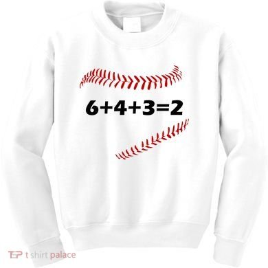 6+4+3=2 Funny Baseball Double Play Kids Sweatshirt