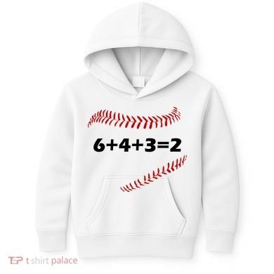 6+4+3=2 Funny Baseball Double Play Kids Hoodie