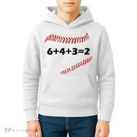6+4+3=2 Funny Baseball Double Play Kids Hoodie thumb 4