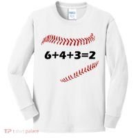 6+4+3=2 Funny Baseball Double Play Kids Long Sleeve Shirt thumb 0