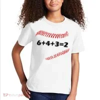 6+4+3=2 Funny Baseball Double Play Kids T-Shirt thumb 2
