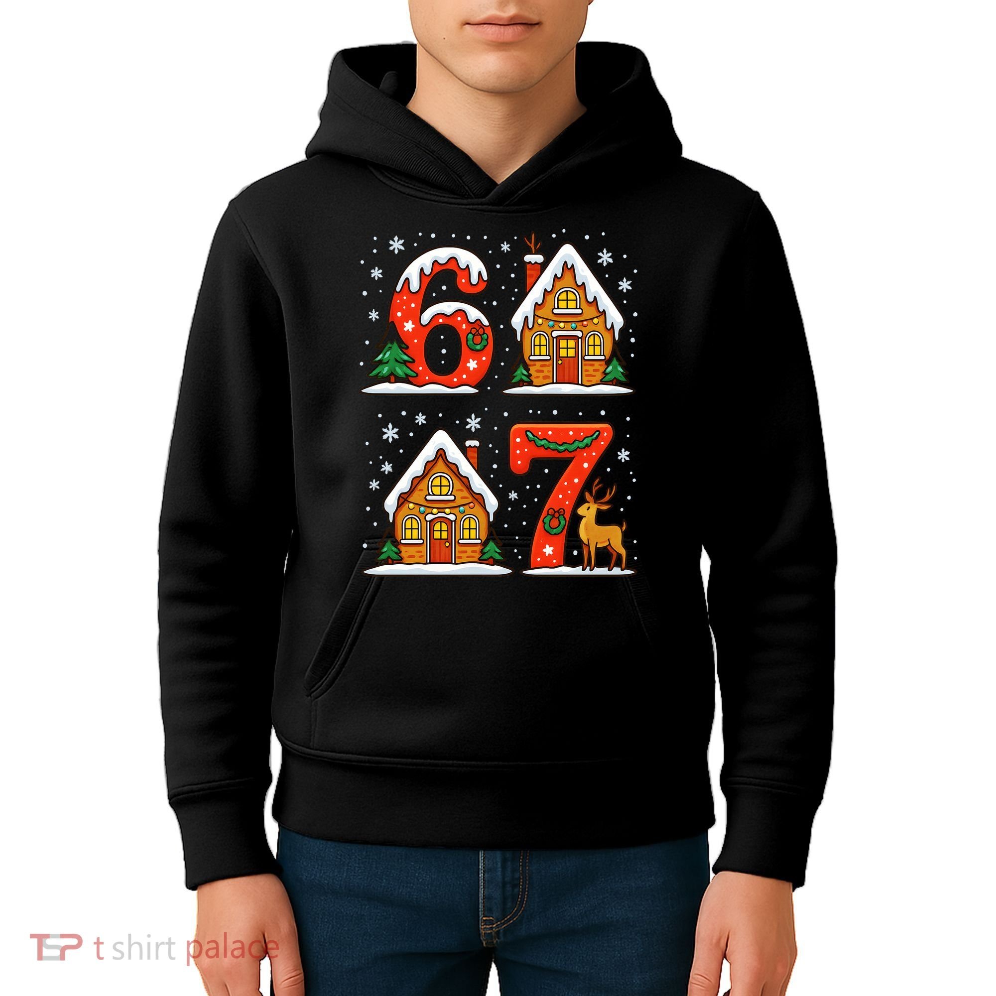 67 Funny Christmas Six Seven Ugly Sweater 6-7 Kids Hoodie