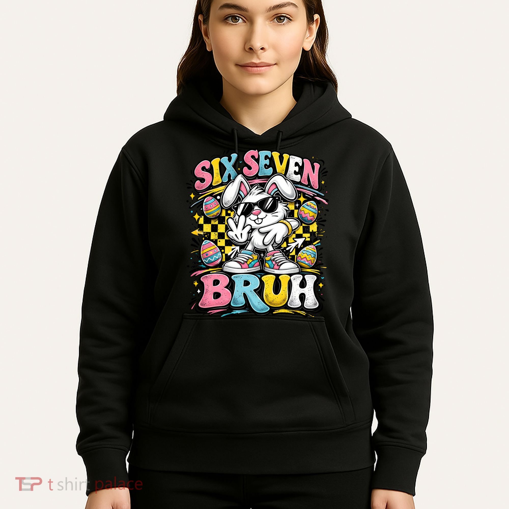 6-7 Funny Easter Bunny 67 Meme Six Seven Bruh Rabbit Hoodie