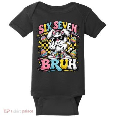 6-7 Funny Easter Bunny 67 Meme Six Seven Bruh Rabbit Baby Bodysuit