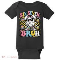 6-7 Funny Easter Bunny 67 Meme Six Seven Bruh Rabbit Baby Bodysuit thumb 0