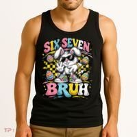 6-7 Funny Easter Bunny 67 Meme Six Seven Bruh Rabbit Tank Top thumb 3