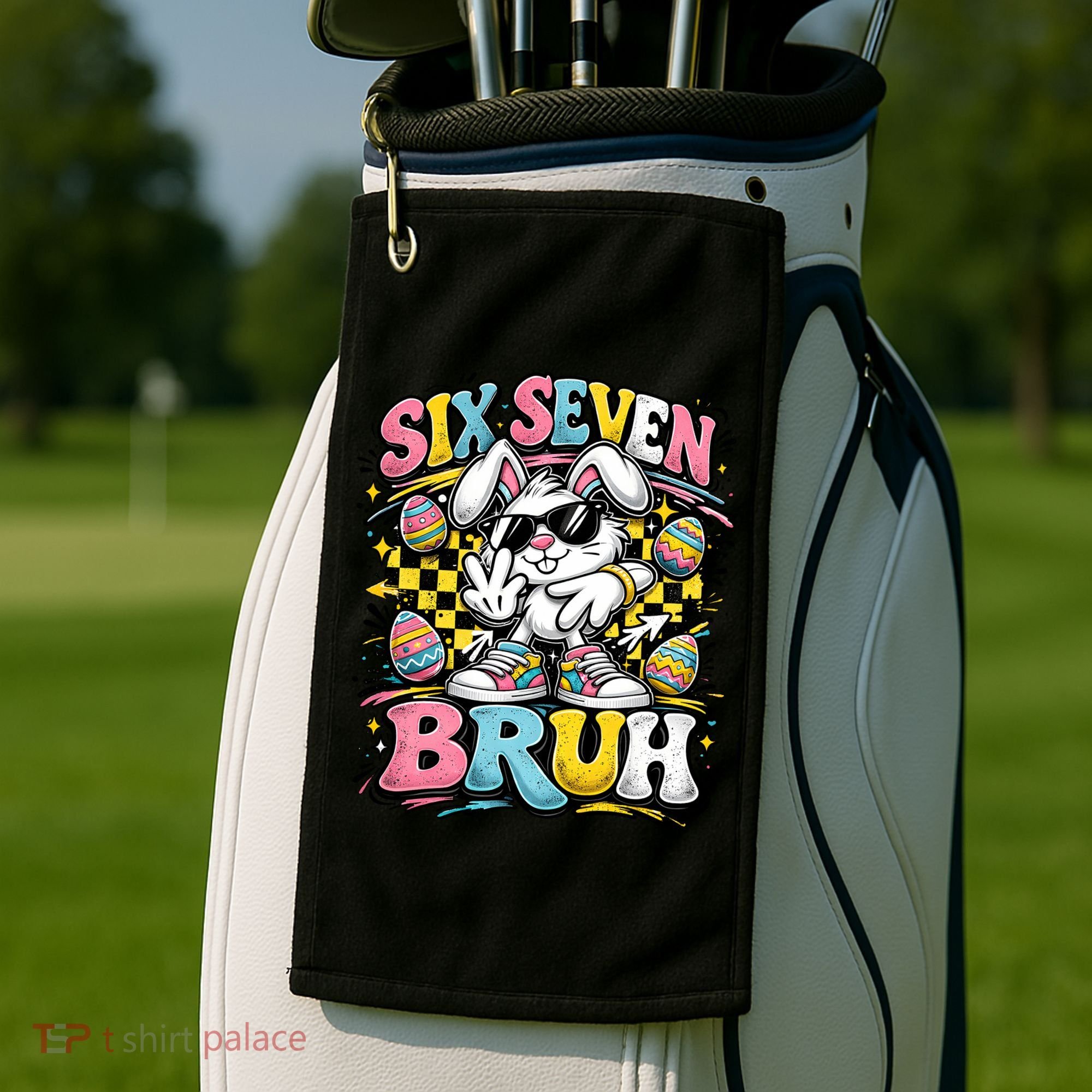 6-7 Funny Easter Bunny 67 Meme Six Seven Bruh Rabbit Golf Towel