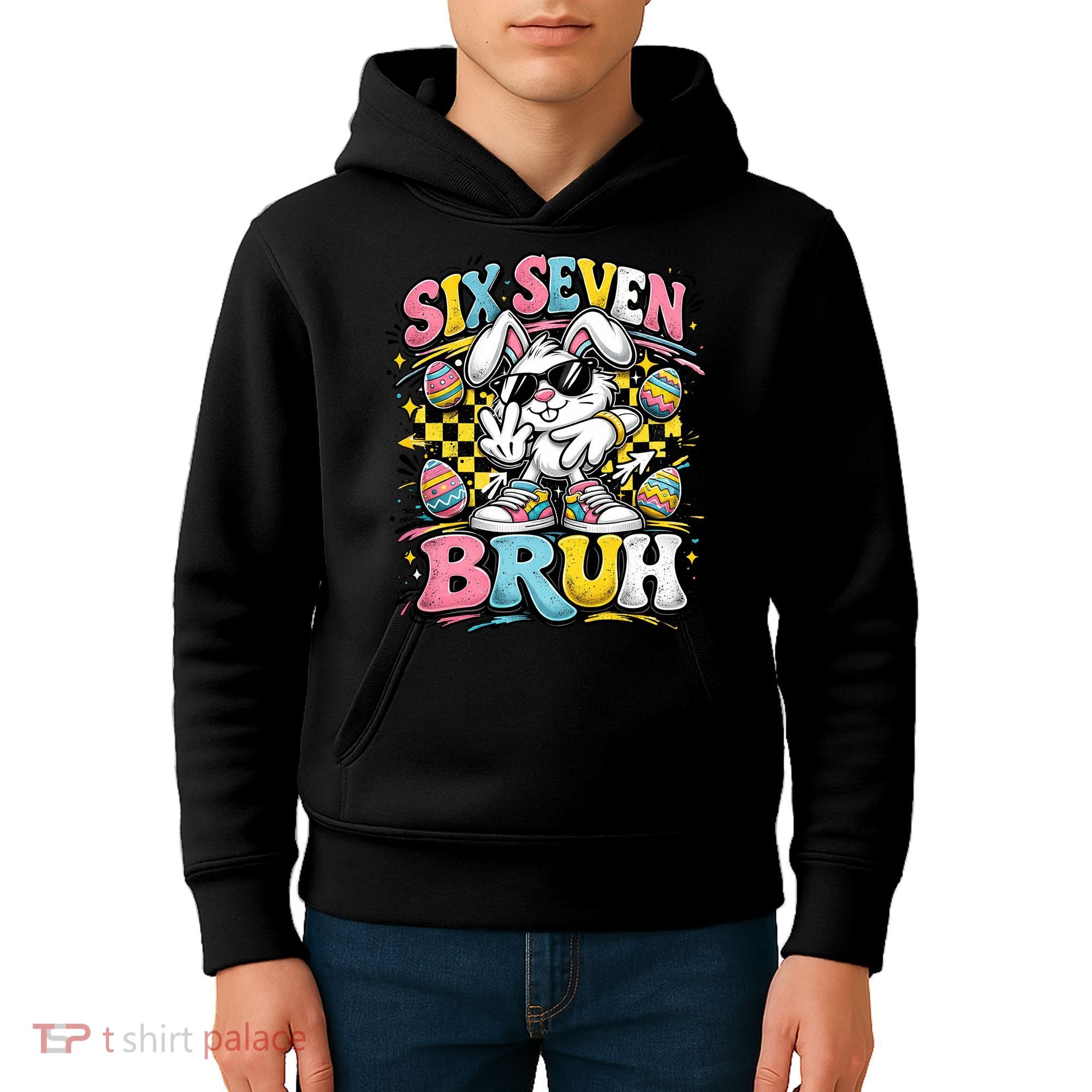 6-7 Funny Easter Bunny 67 Meme Six Seven Bruh Rabbit Kids Hoodie