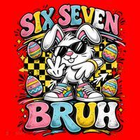 6-7 Funny Easter Bunny 67 Meme Six Seven Bruh Rabbit Santa Hat thumb 1