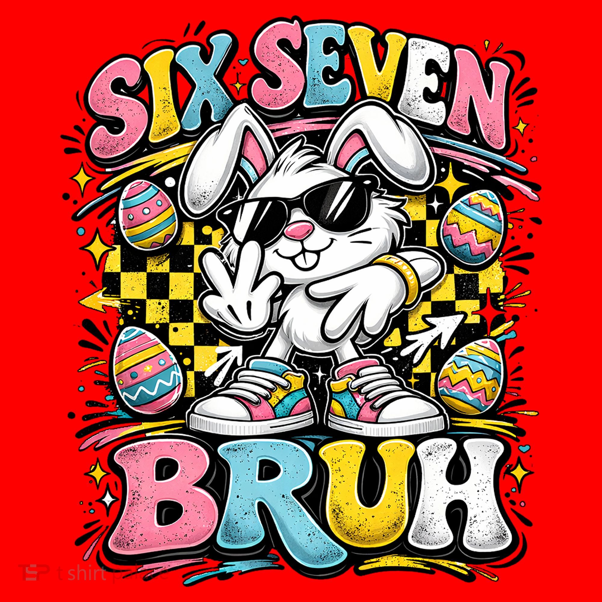 6-7 Funny Easter Bunny 67 Meme Six Seven Bruh Rabbit Santa Hat