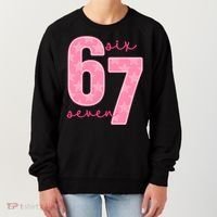 67 Funny Meme 6-7 Pink Script Women's Sweatshirt thumb 0