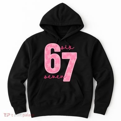 67 Funny Meme 6-7 Pink Script Hoodie