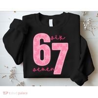 67 Funny Meme 6-7 Pink Script Sweatshirt thumb 2