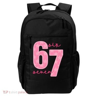 67 Funny Meme 6-7 Pink Script Backpack
