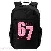 67 Funny Meme 6-7 Pink Script Backpack thumb 0