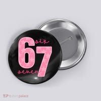 67 Funny Meme 6-7 Pink Script Button thumb 0