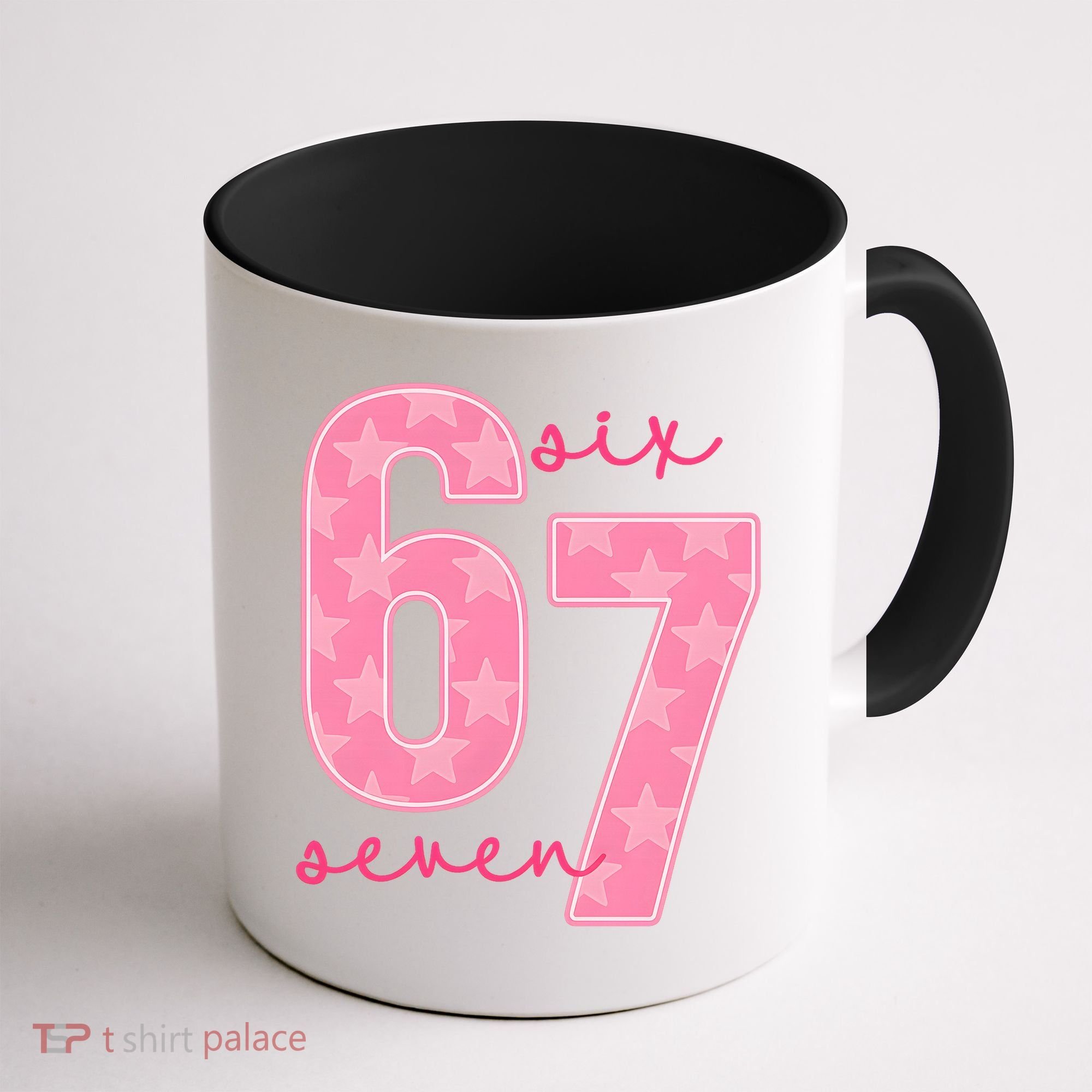 67 Funny Meme 6-7 Pink Script Coffee Mug