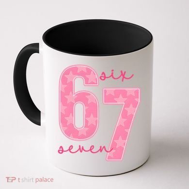 67 Funny Meme 6-7 Pink Script Coffee Mug