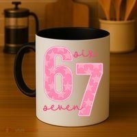 67 Funny Meme 6-7 Pink Script Coffee Mug thumb 4