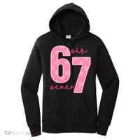 67 Funny Meme 6-7 Pink Script Women's Hoodie thumb 0