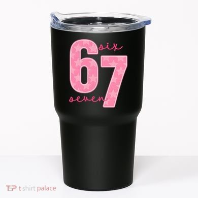 67 Funny Meme 6-7 Pink Script Tumbler