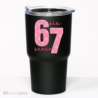 67 Funny Meme 6-7 Pink Script Tumbler thumb 0