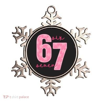 67 Funny Meme 6-7 Pink Script Ornament