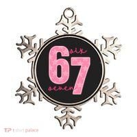 67 Funny Meme 6-7 Pink Script Ornament thumb 0