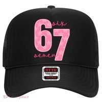67 Funny Meme 6-7 Pink Script Hat thumb 0