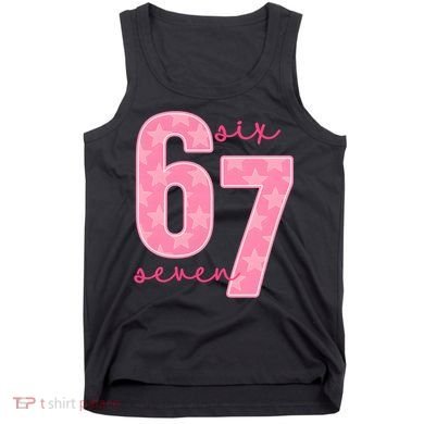 67 Funny Meme 6-7 Pink Script Tank Top