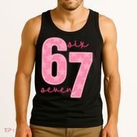 67 Funny Meme 6-7 Pink Script Tank Top thumb 3