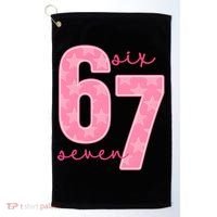 67 Funny Meme 6-7 Pink Script Golf Towel thumb 0