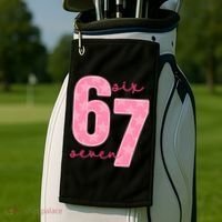 67 Funny Meme 6-7 Pink Script Golf Towel thumb 2